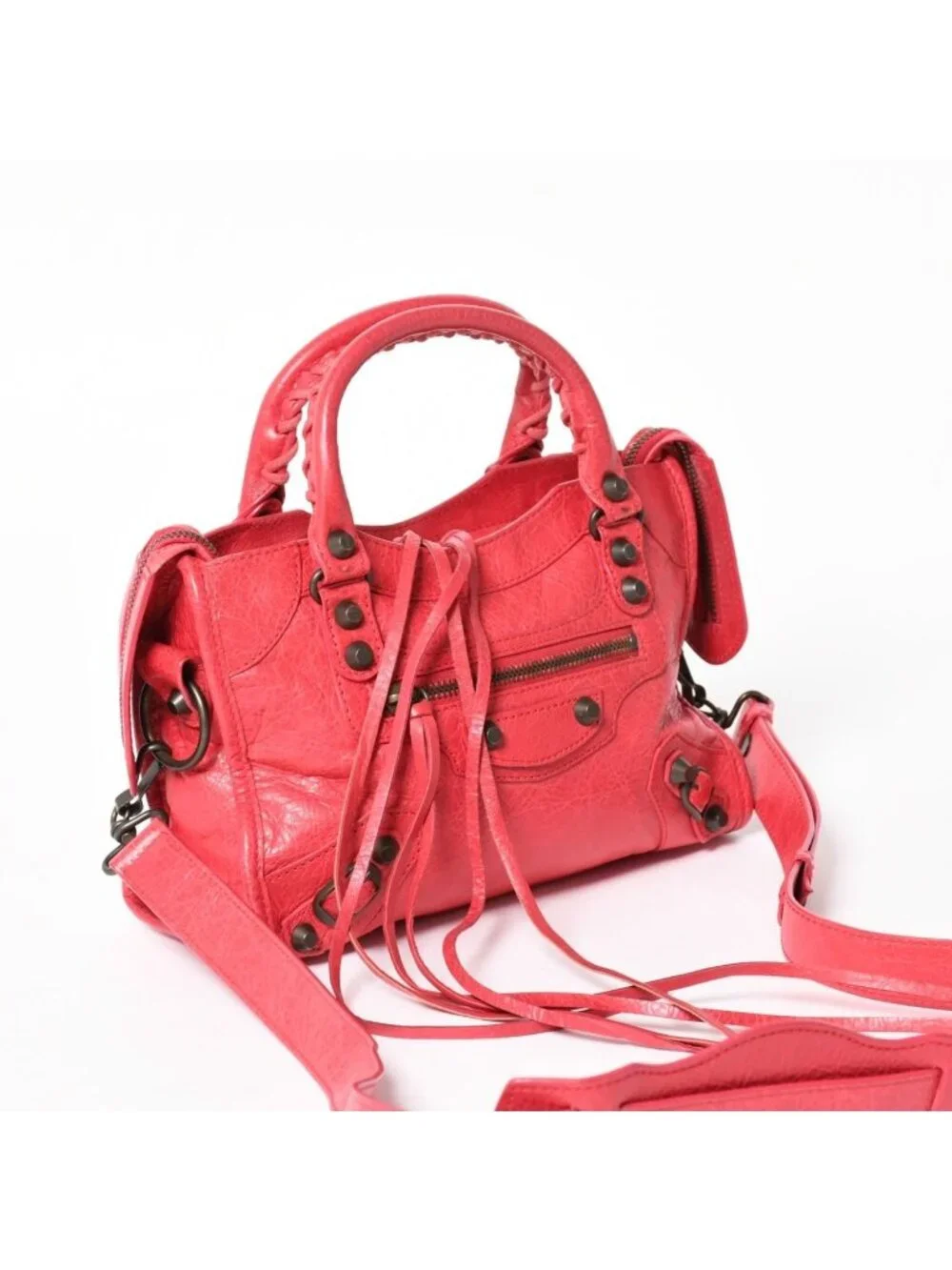 Balenciaga Classic Mini City 2-Way Shoulder Bag Leather Red Pink